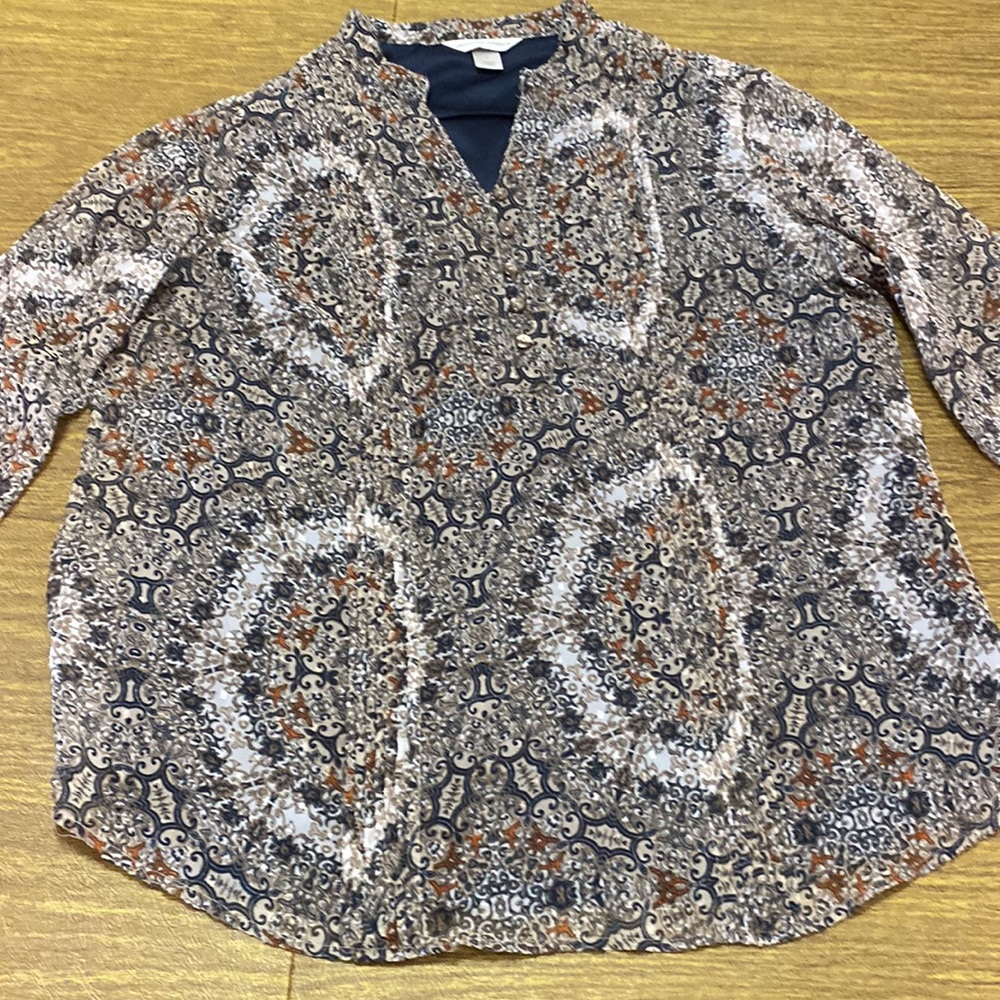 Abstract Christopher & Banks Size L Layered Top Blouse